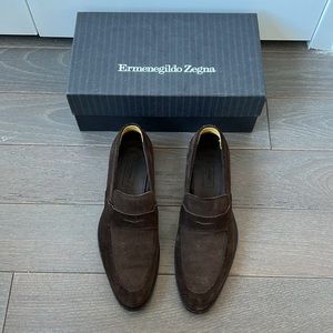 Ermenegildo Zegna Brown Suede Loafers